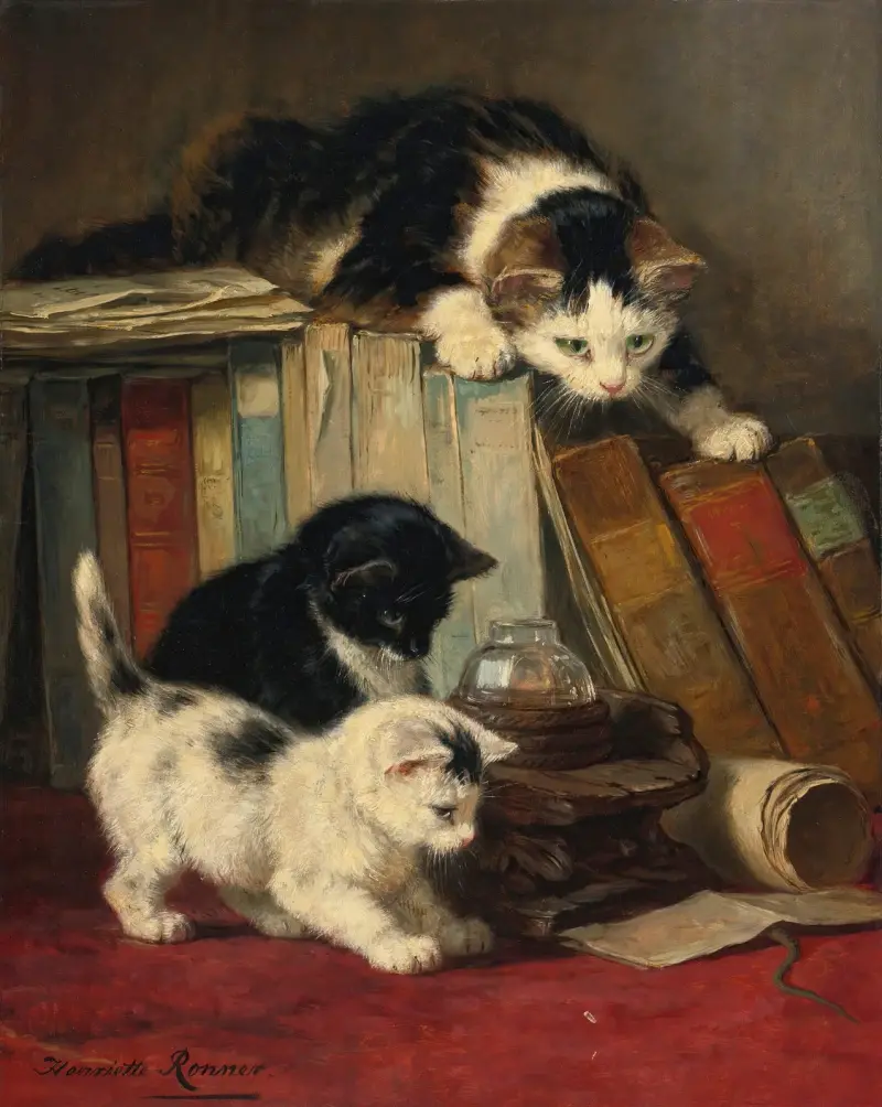 Das Beobachten der Beute von Henriëtte Ronner-Knip