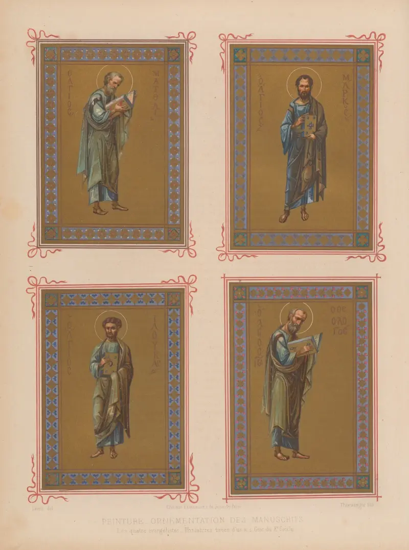 De fyra evangelisterna, miniatyrer ur ett grekiskt manuskript från 900-talet av Joseph Rose Lemercier