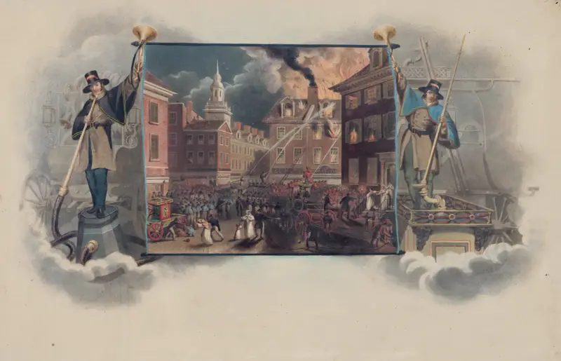 Brand an der 7th und Sanson Street in Philadelphia von John Rubens Smith