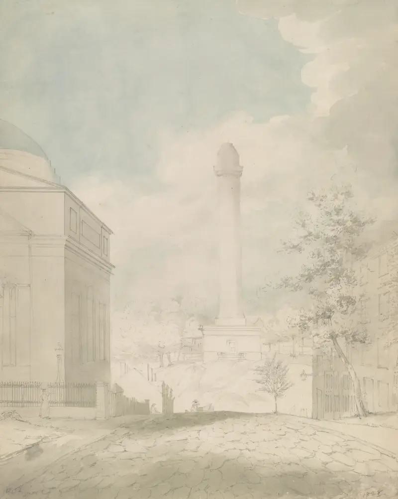 Washington Monument, Blick nach Norden am Washington Place in Baltimore, Maryland von John Rubens Smith