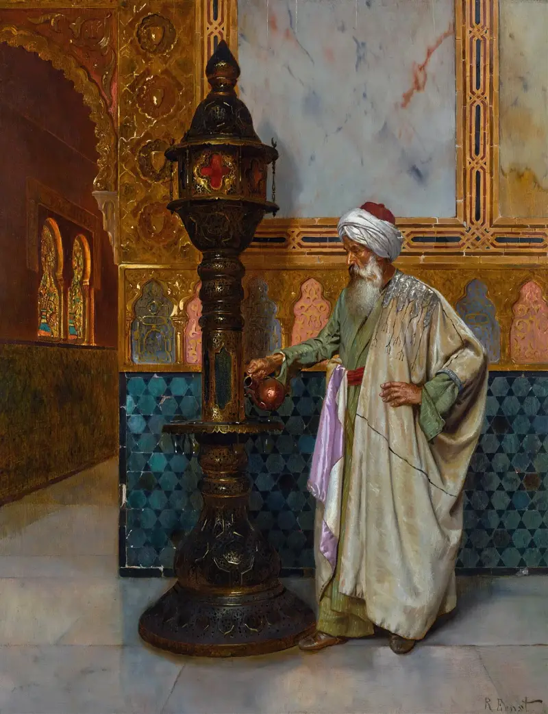 Tending The Lamp av Rudolf Ernst