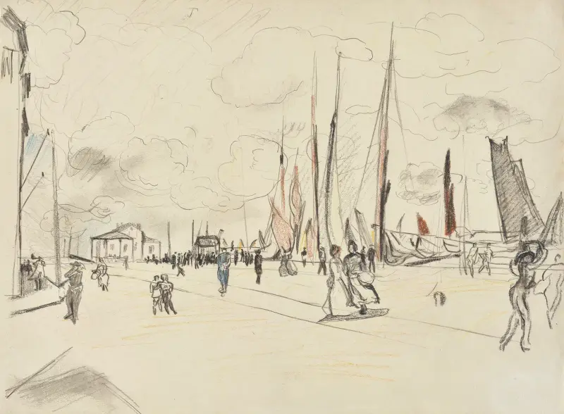 Hafen mit Segelboot von Rudolf Grossmann