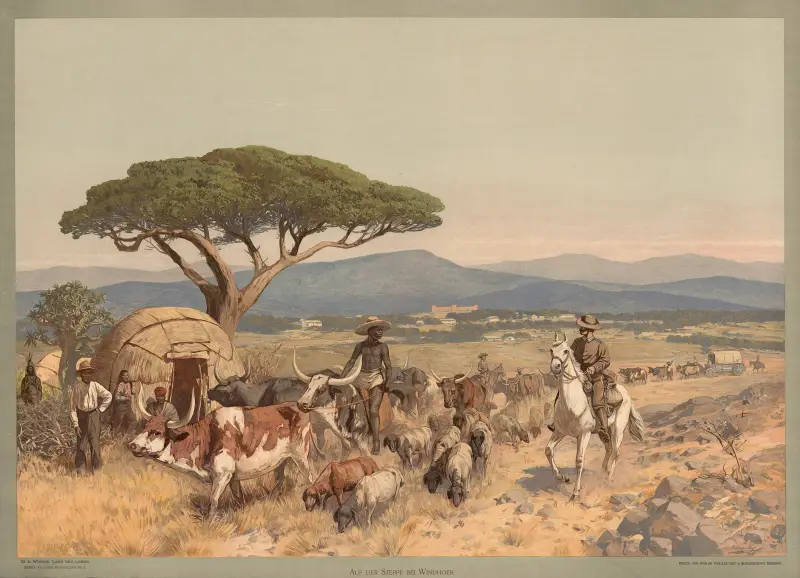 Koloniala väggbilder – På stäppen vid Windhoek av Rudolf Hellgrewe