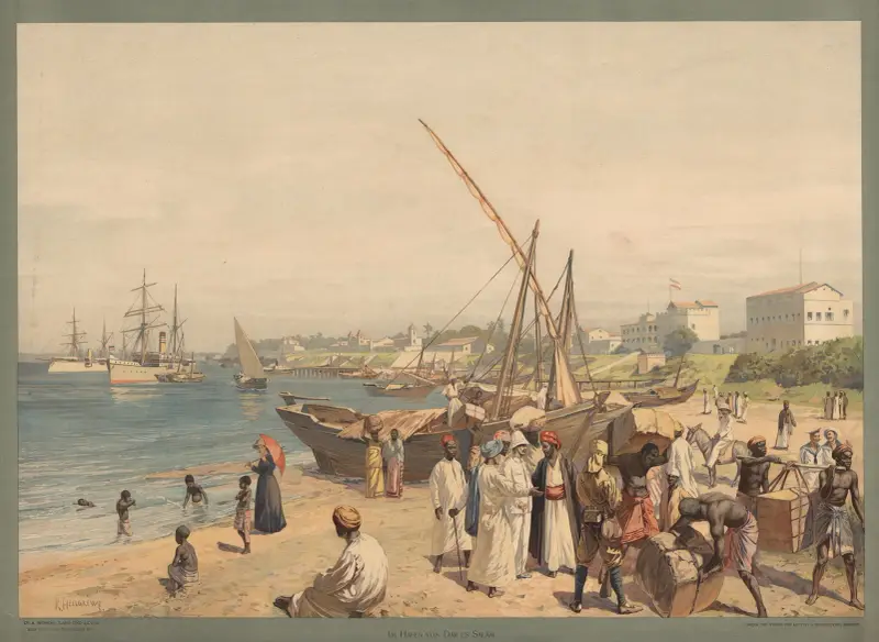 Koloniala väggbilder – I hamnen i Dar es-Salaam av Rudolf Hellgrewe