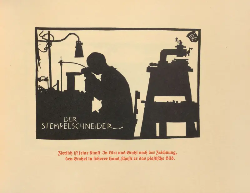 Die Schriftgießerei im Schattenbild Pl. 06 von Rudolf Koch