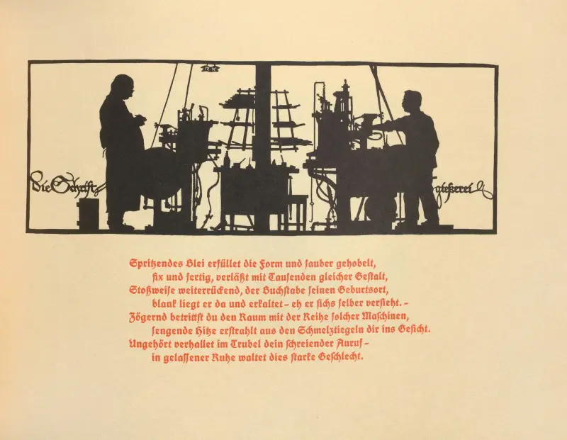 Skriftgjuteriet i silhuett, plansch 11 av Rudolf Koch