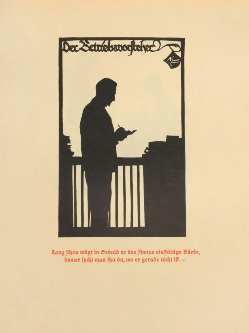 Die Schriftgießerei im Schattenbild Pl. 13 von Rudolf Koch