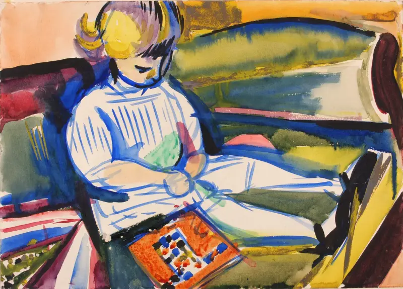 Child on Sofa av Henry Lyman Saÿen