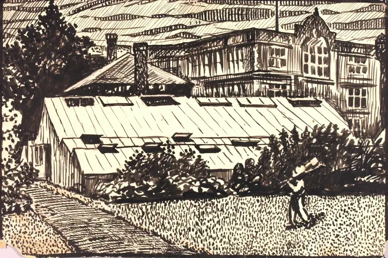 Untitled (Figure and Buildings) – nr 3 av Henry Lyman Saÿen