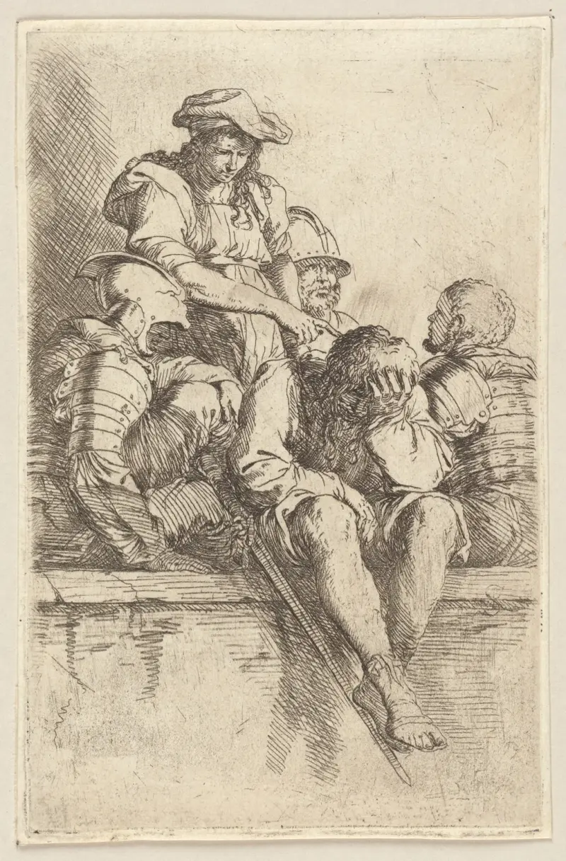 Fünf Soldaten von Salvator Rosa