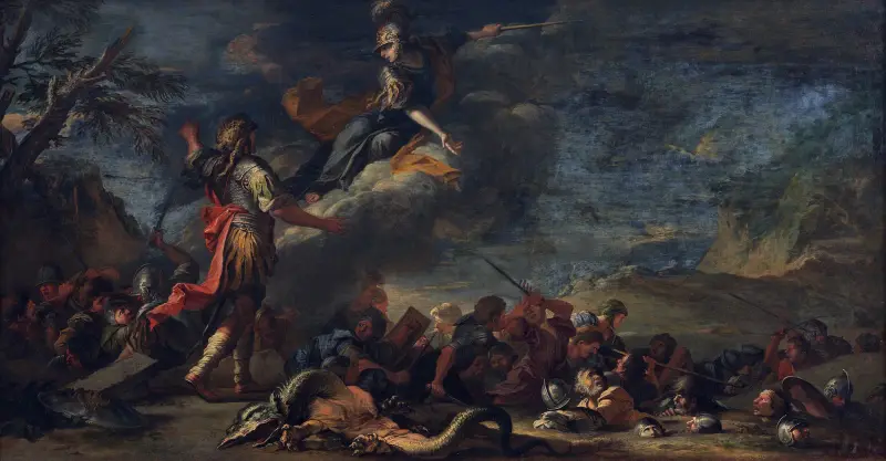 Thebes grundläggning av Salvator Rosa