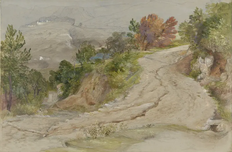 Väg i italienskt bergslandskap av Samuel Palmer