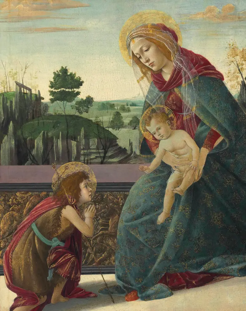 Madonna mit Kind und dem jungen Johannes dem Täufer – Nr. 1 von Sandro Botticelli