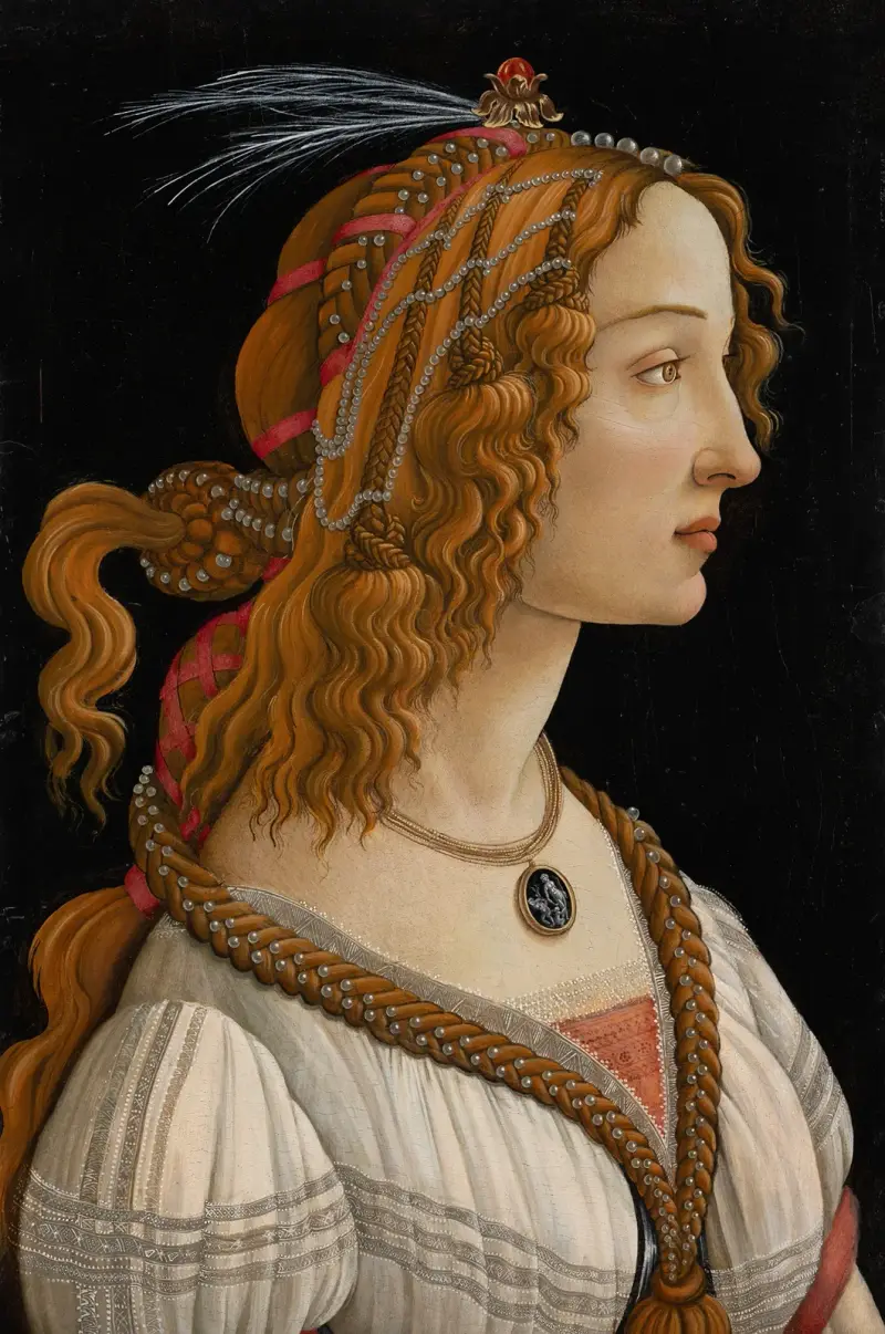 Porträtt av Simonetta Vespucci som nymf av Sandro Botticelli