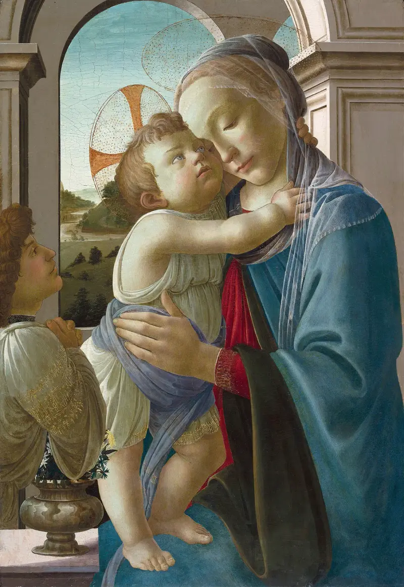 Madonnan med barnet och en ängel av Sandro Botticelli