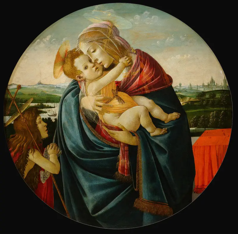 Jungfrun och barnet med Johannes Döparen av Sandro Botticelli