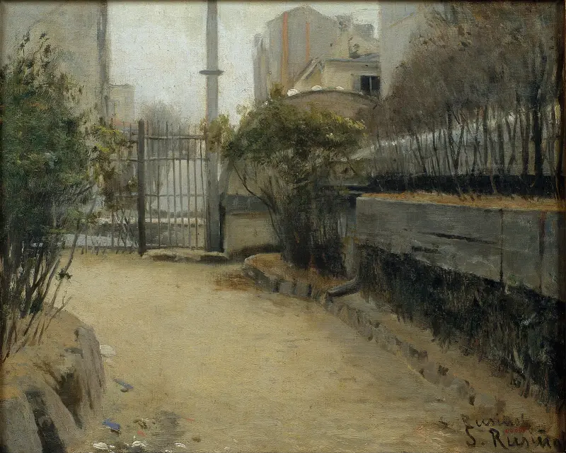Trädgård i Montmartre av Santiago Rusiñol