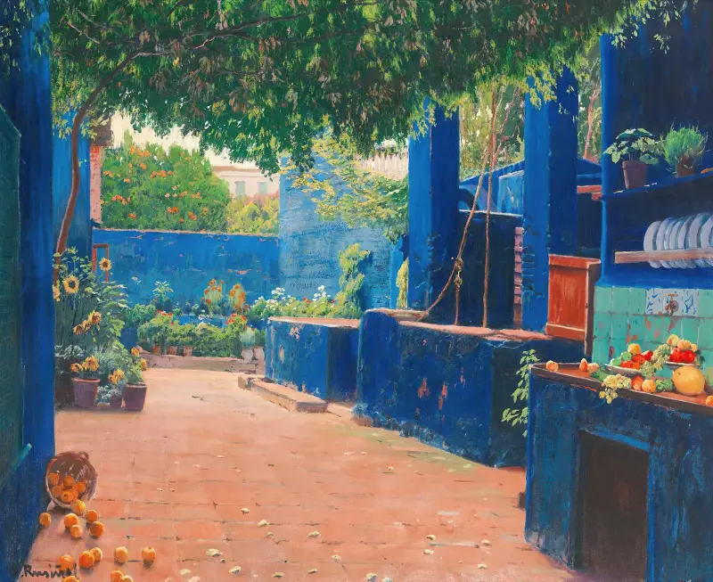 Der blaue Hof, Arenys von Santiago Rusiñol