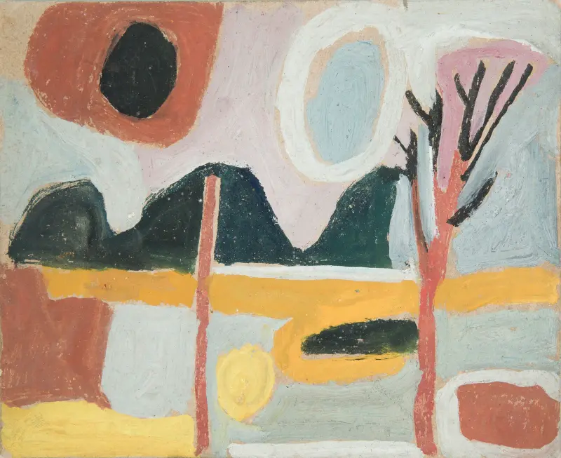 Stilisierte Landschaft mit Baum von Sasza Blonder