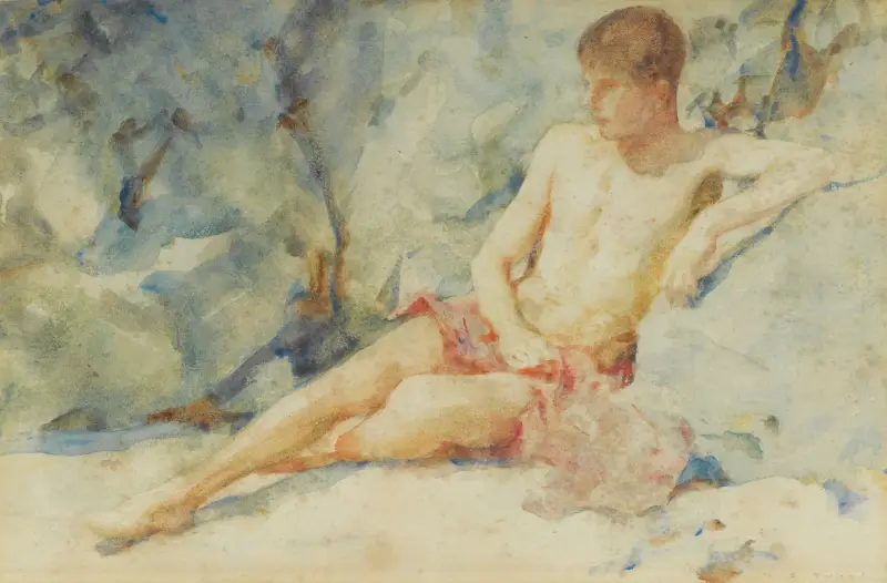Chłopiec przy skale, Henry Scott Tuke