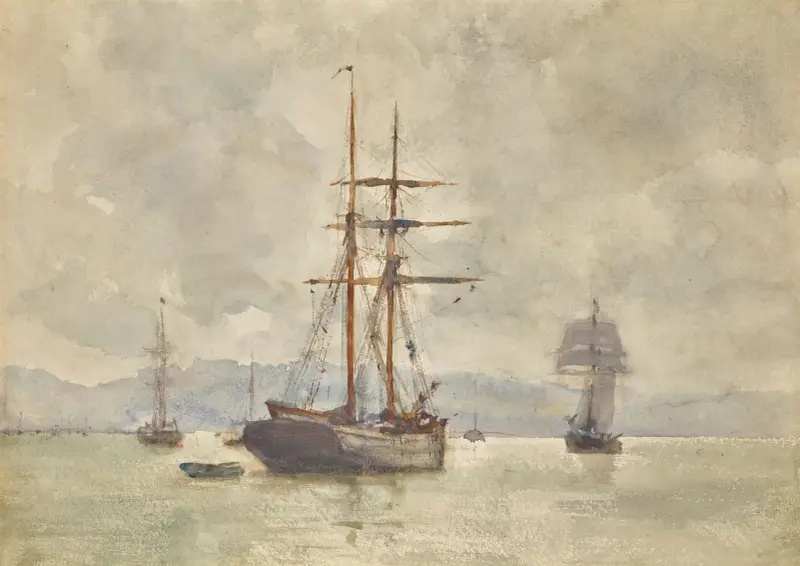 Plachetnice na kotvě, Henry Scott Tuke