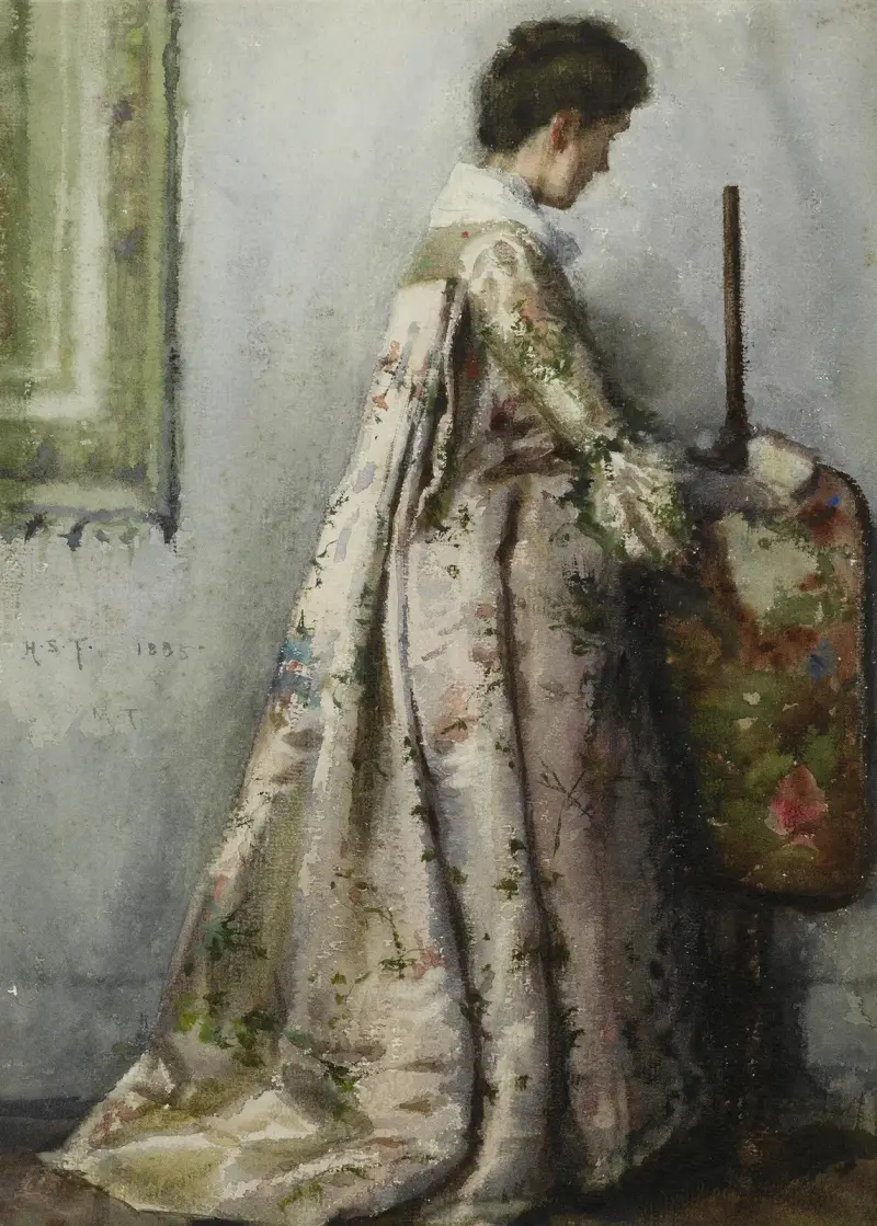Das Seidenkleid, Porträt von Maria Tuke Sainsbury von Henry Scott Tuke