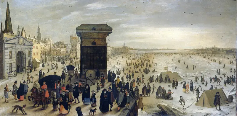 Kranenhoofd vid Schelde, Antwerpen (vinterförlustelse på Schelde i Antwerpen) av Sebastian Vrancx