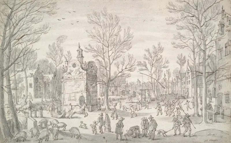 Winter Scene in the City av Sebastian Vrancx