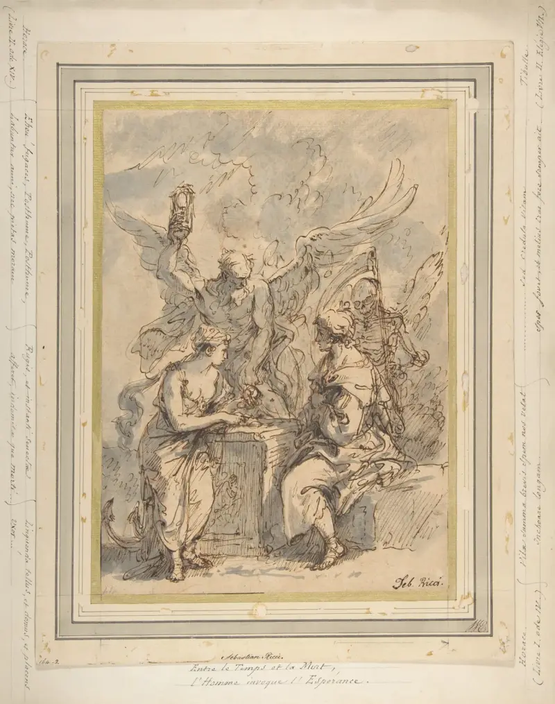 Allegori med figurer för Hoppet, Tiden och Döden av Sebastiano Ricci