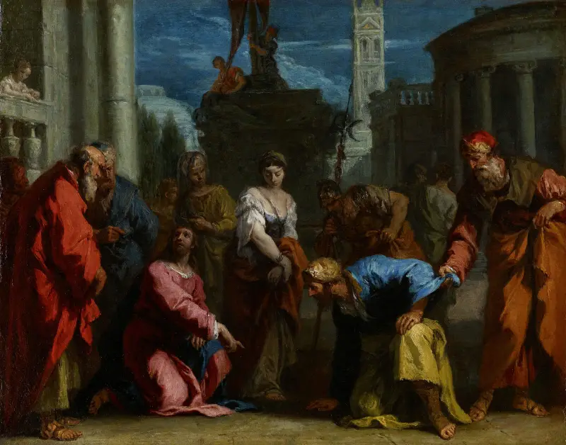 Kristus och äktenskapsbryterskan av Sebastiano Ricci