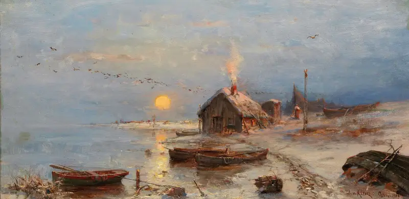 Ein Fischerdorf an der Ostseeküste von Julius Sergius Klever