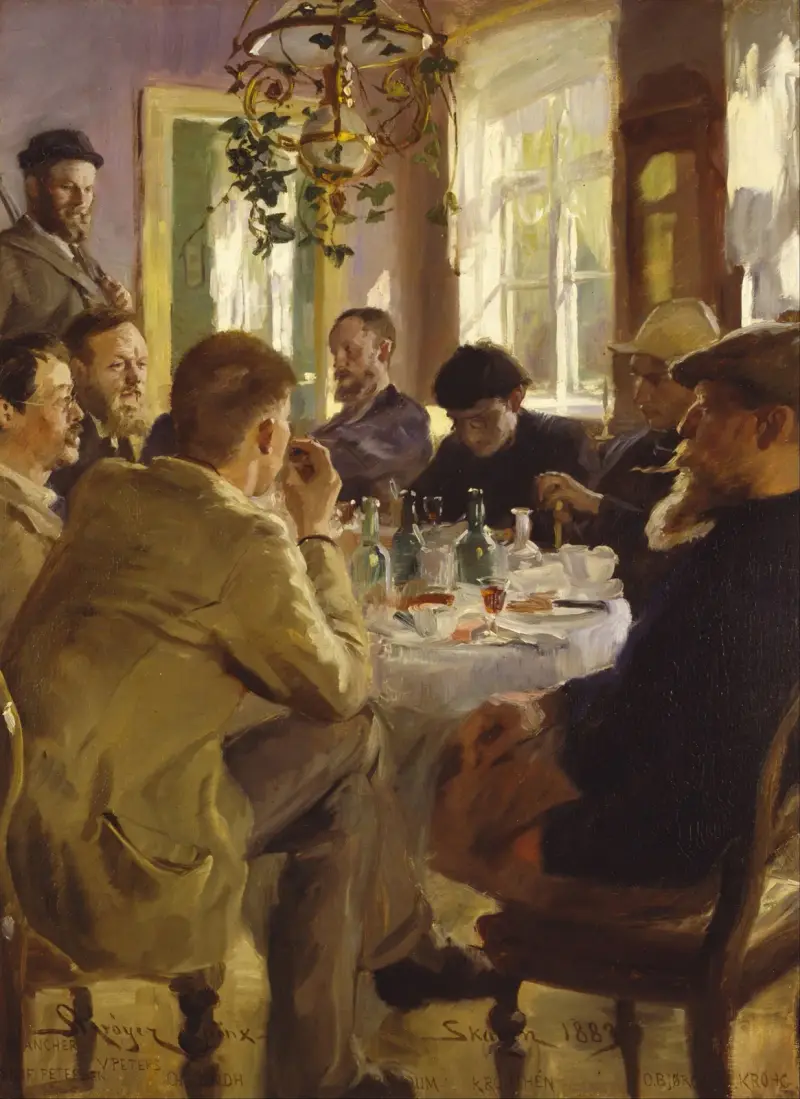 Konstnärernas lunch på Brøndums hotell av Peder Severin Krøyer