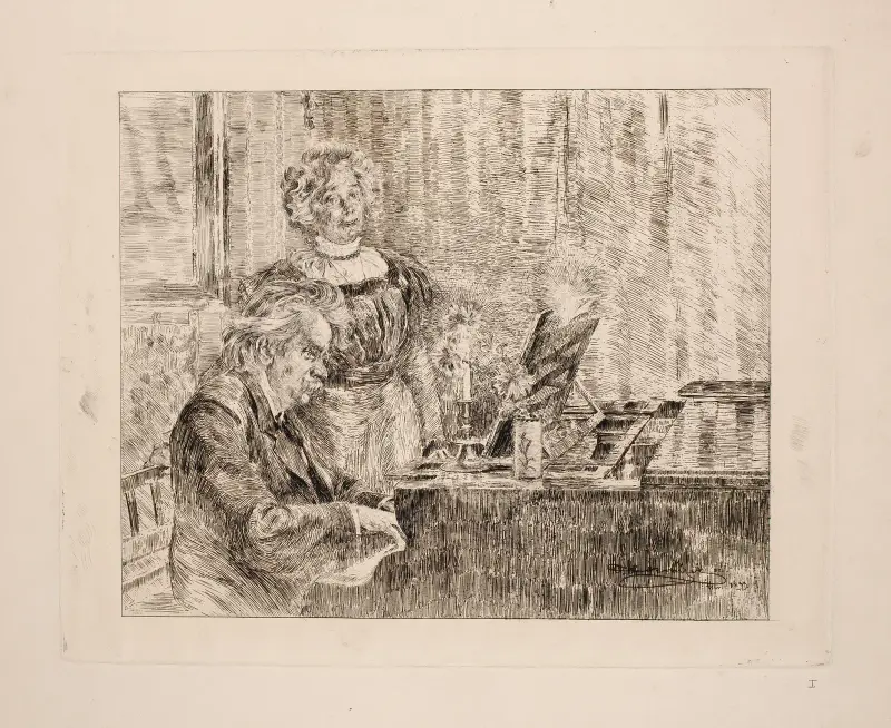 Edvard och Nina Grieg vid pianot av Peder Severin Krøyer