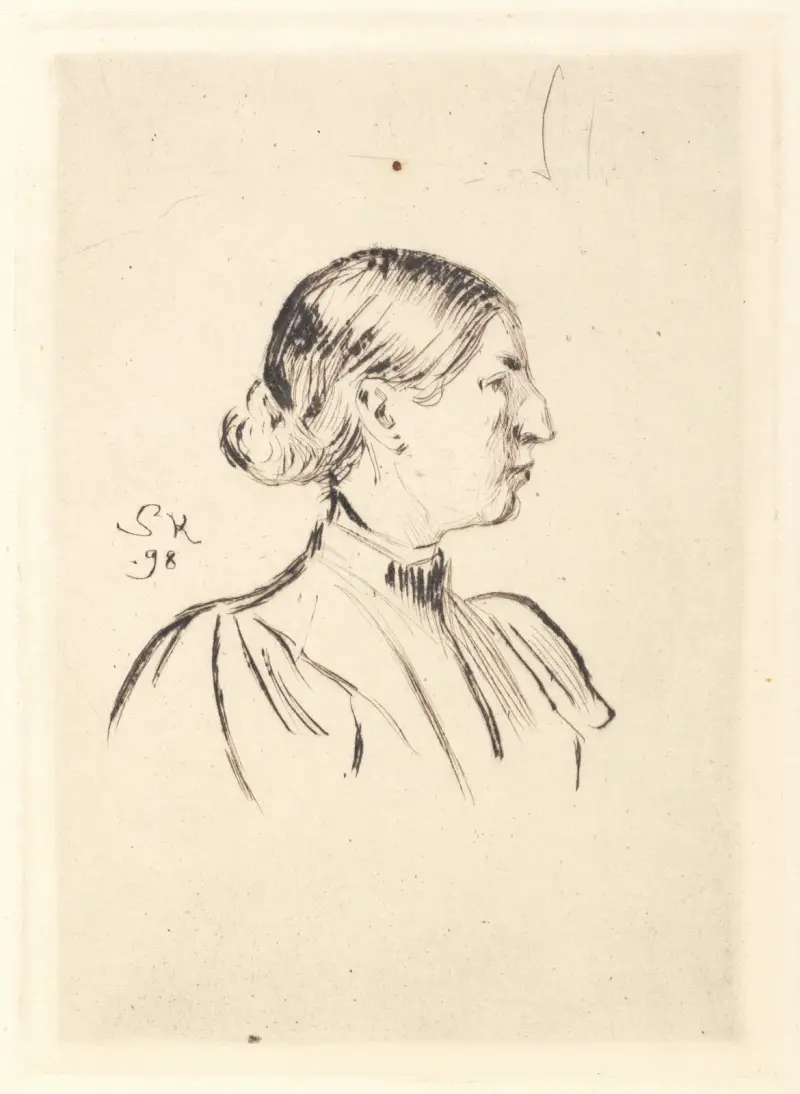 Porträtt av Anna Ancher, profil av Peder Severin Krøyer