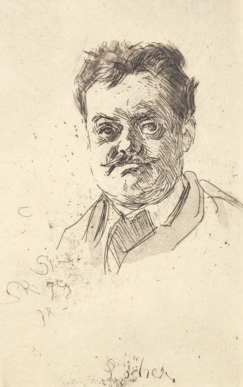 Porträtt av Carl Locher, en face av Peder Severin Krøyer