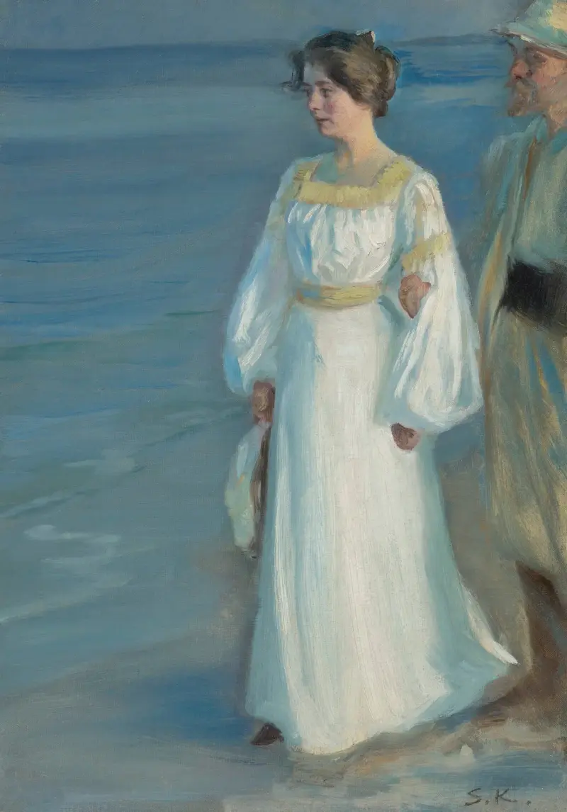 Sommarkväll på Skagens strand, porträtt av konstnärens hustru av Peder Severin Krøyer