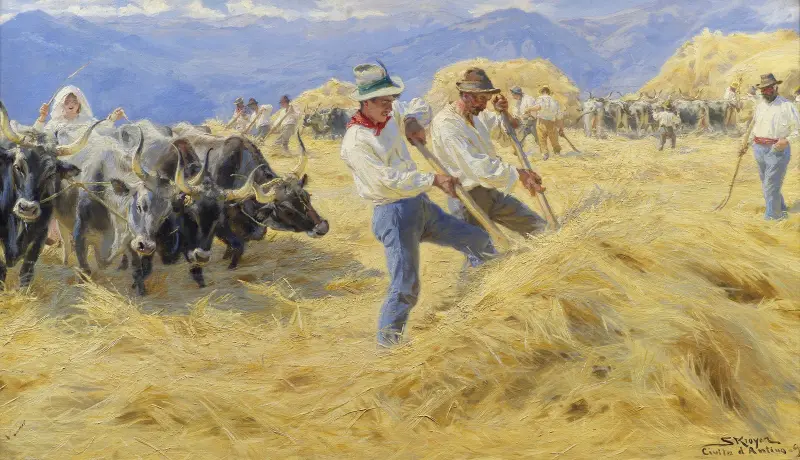 Tröskning i Abruzzerna. Cività d'Antino av Peder Severin Krøyer