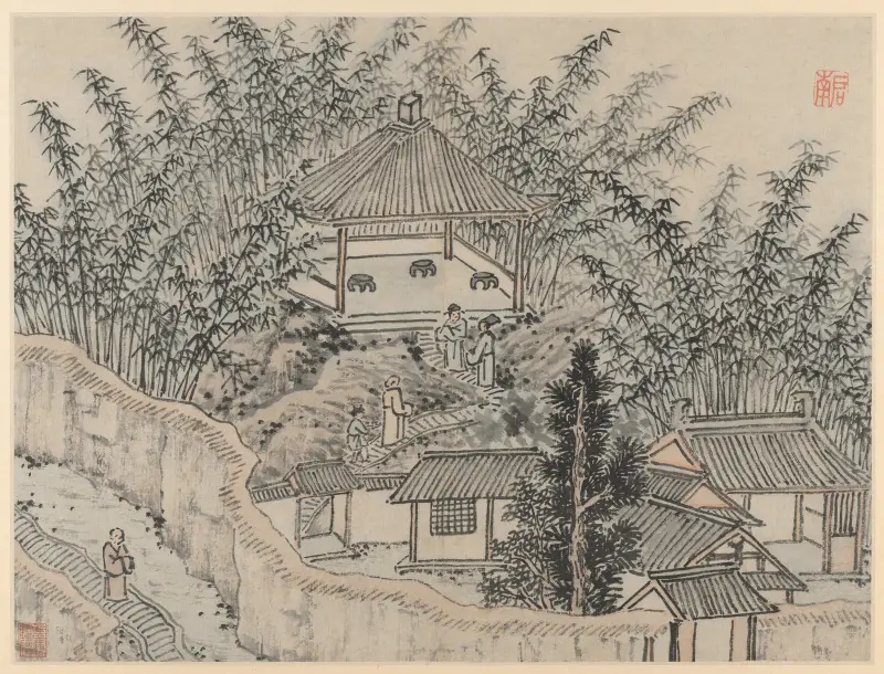 Bambupaviljongen, Tiger Hill, ur Tolv vyer av Tiger Hill, Suzhou av Shen Zhou