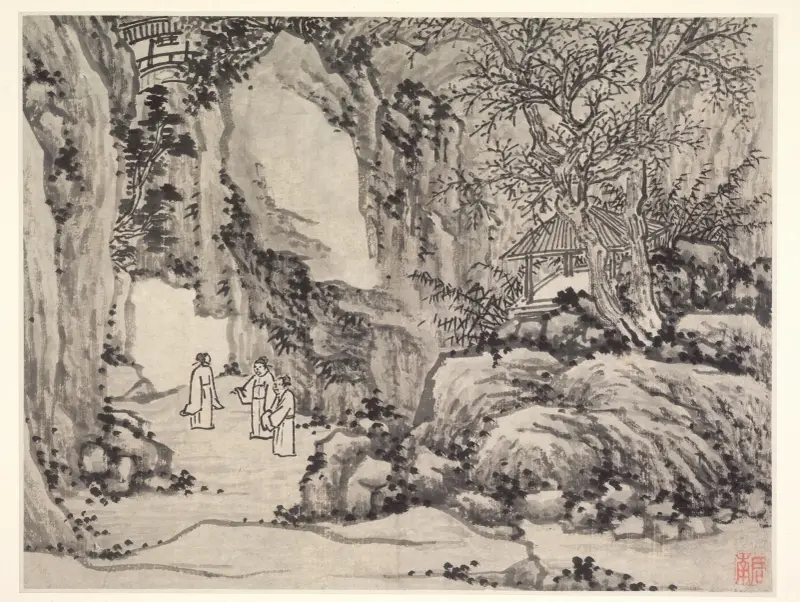 Svärdskällan, Tiger Hill, ur Tolv vyer av Tiger Hill, Suzhou av Shen Zhou