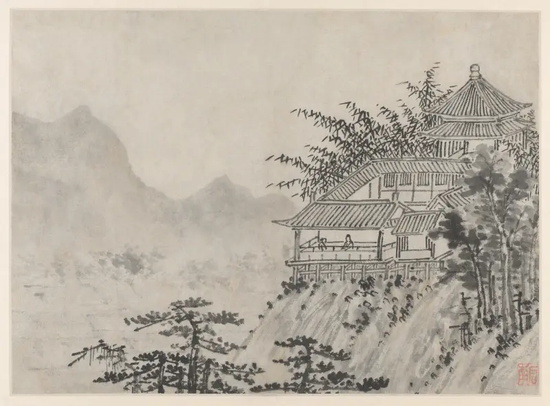 Tusen tunnland moln, ur Tolv vyer av Tiger Hill, Suzhou av Shen Zhou