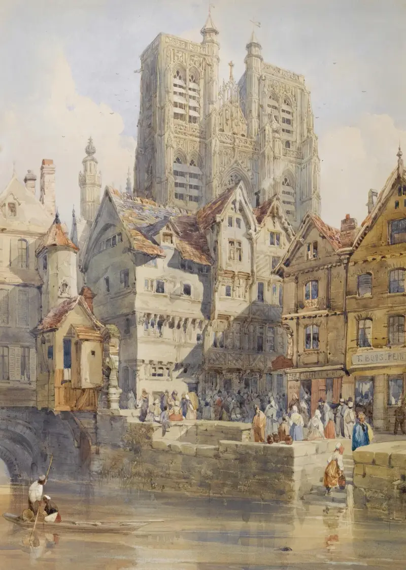 Abbeville, med den kollegiala kyrkan S:t Vulfran i bakgrunden av Thomas Shotter Boys