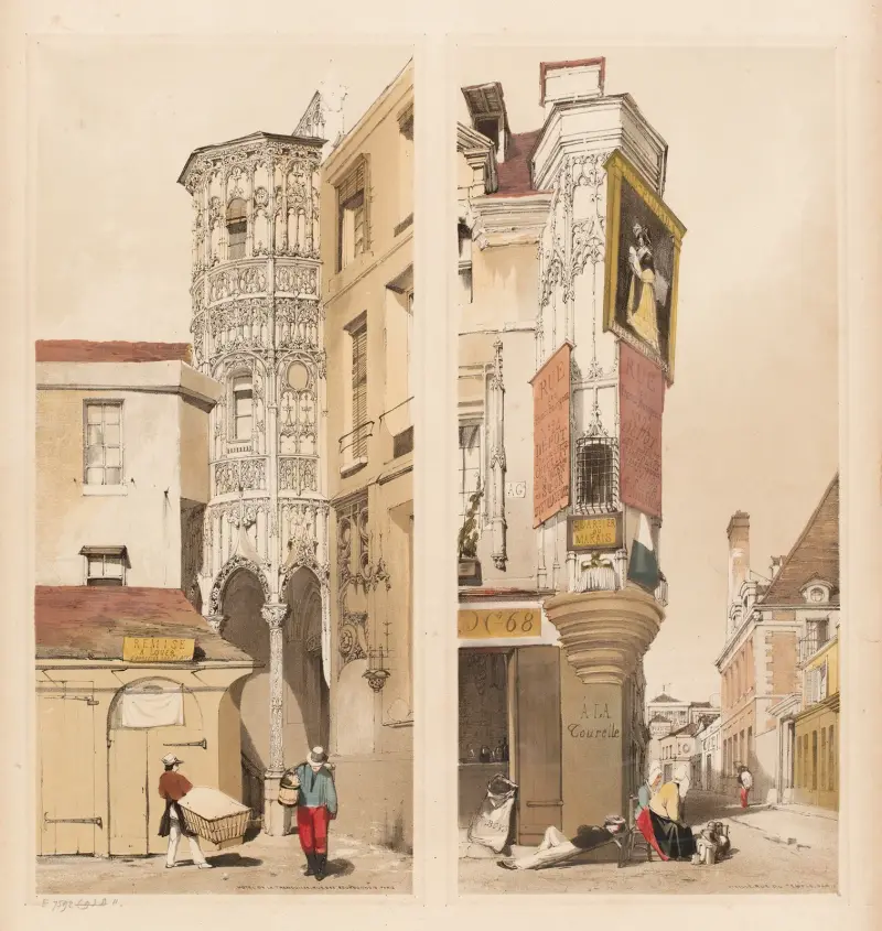 Hôtel de la Trémouille, rue des Bourdonnais och Vieille-rue-du-Temple, Paris av Thomas Shotter Boys