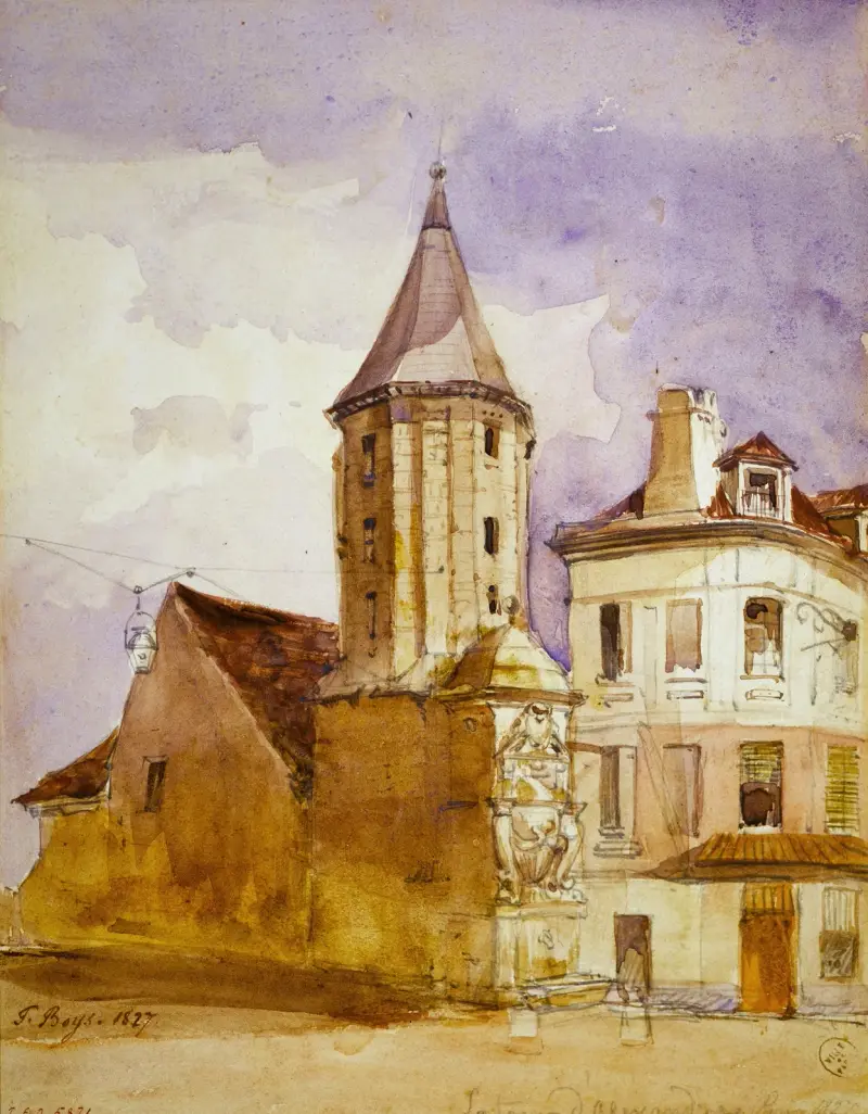 Tour Alexandre 1827 och fontänen Saint-Victor av Thomas Shotter Boys