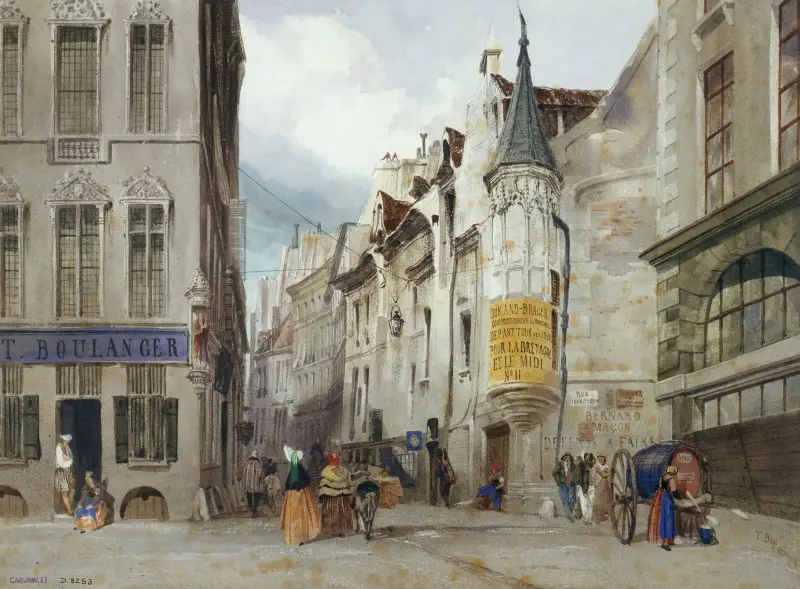 Korsningen rue Bailleul och Jean Tison, nuvarande 1:a arrondissementet, Paris av Thomas Shotter Boys