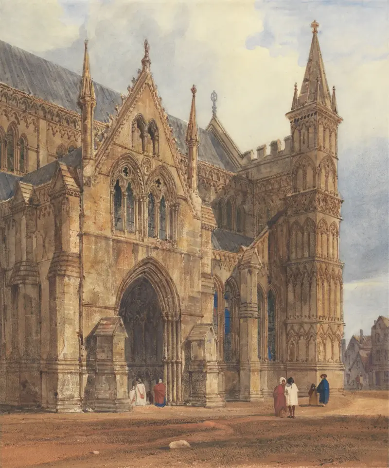 Nordvästra portalen i Salisburykatedralen av Thomas Shotter Boys