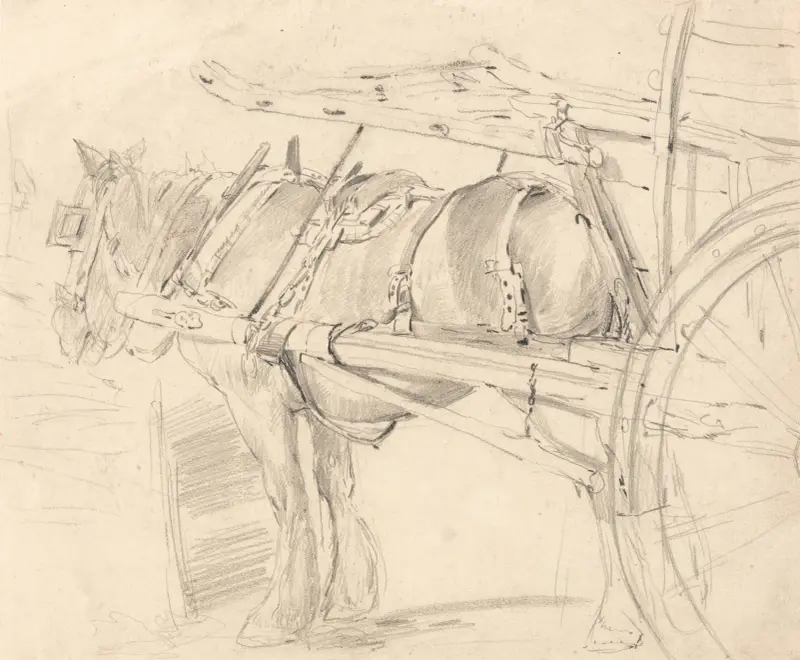 Ein Bauernpferd, vor einen Karren gespannt, ausgeführt bei oder in der Nähe von Canterbury von Thomas Sidney Cooper