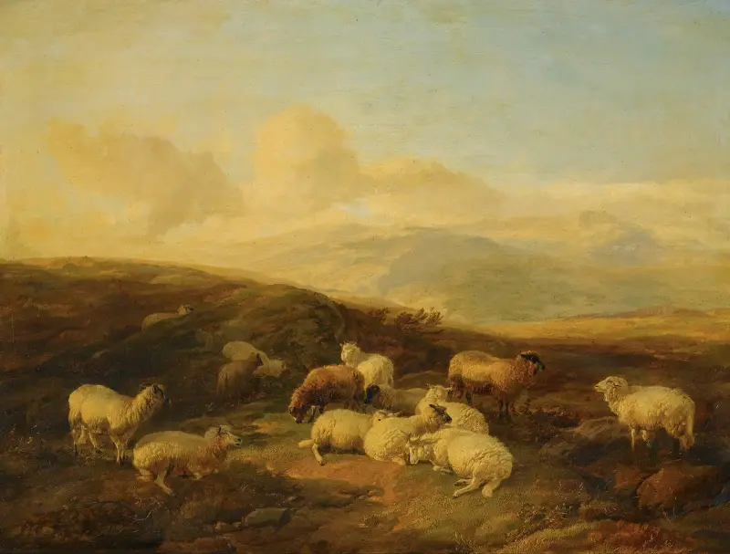 Sheep In A Moorland Landscape av Thomas Sidney Cooper