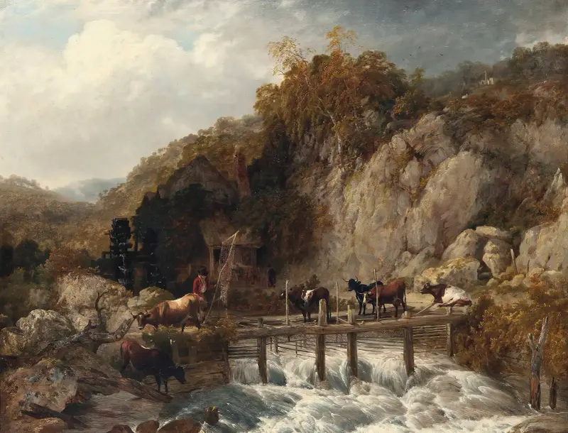 Umberleigh Mill, River Taw, Devon von Thomas Sidney Cooper
