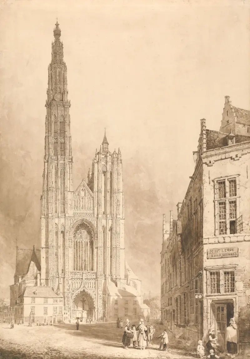 View of Antwerp Cathedral av Thomas Sidney Cooper