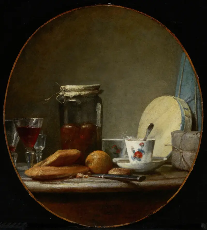 Krukburk med aprikoser av Jean Siméon Chardin